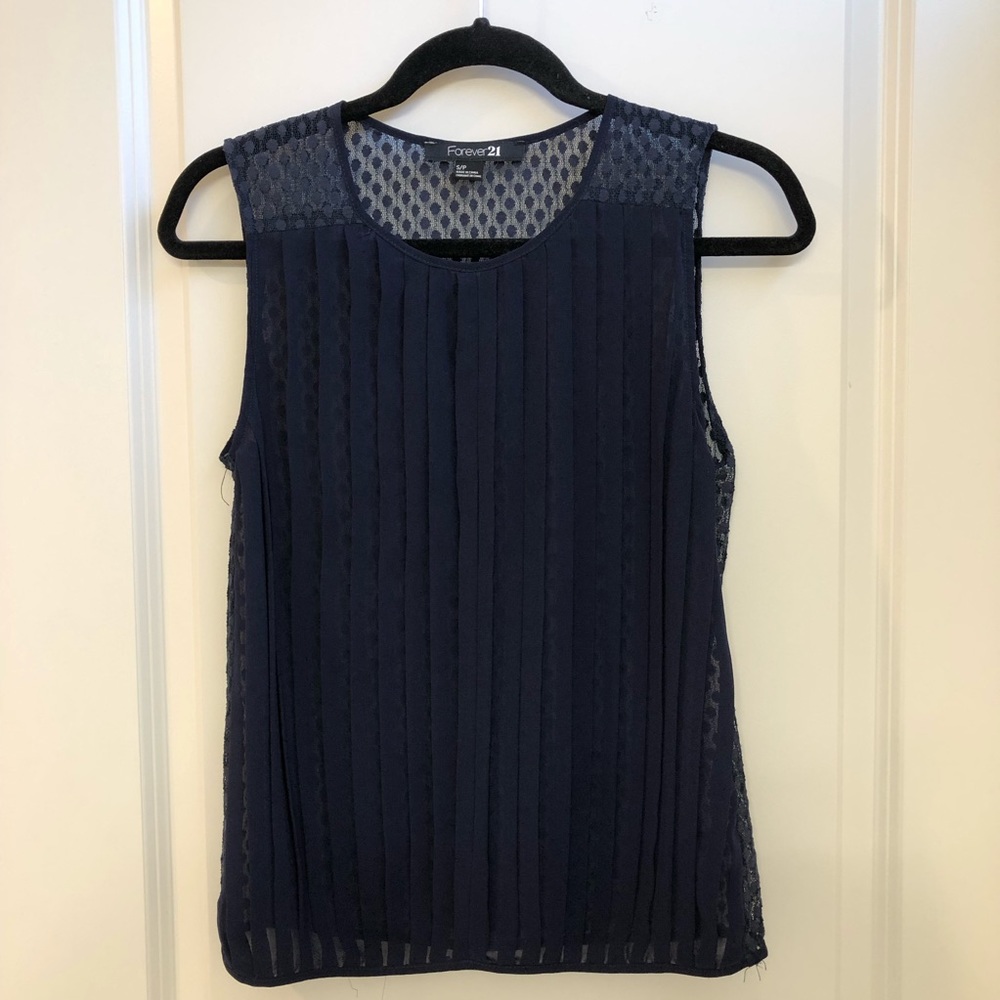 Forever 21 Sheer Navy Blue Blouse